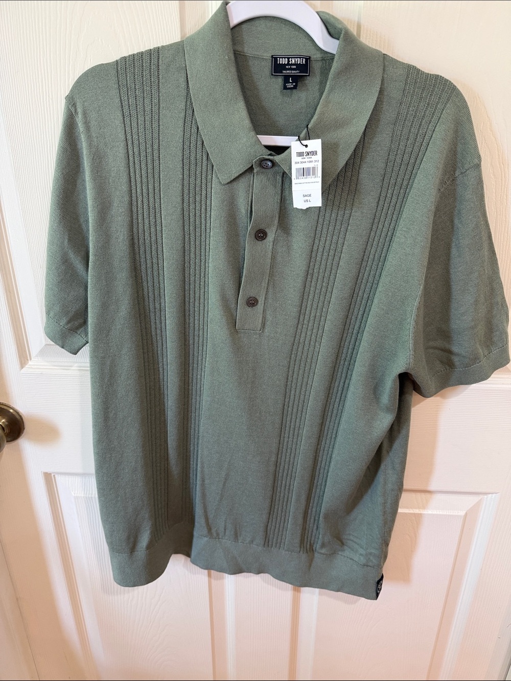 Todd Snyder Sage Green Cotton Silk Solid Polo.  Sz L.  NWT